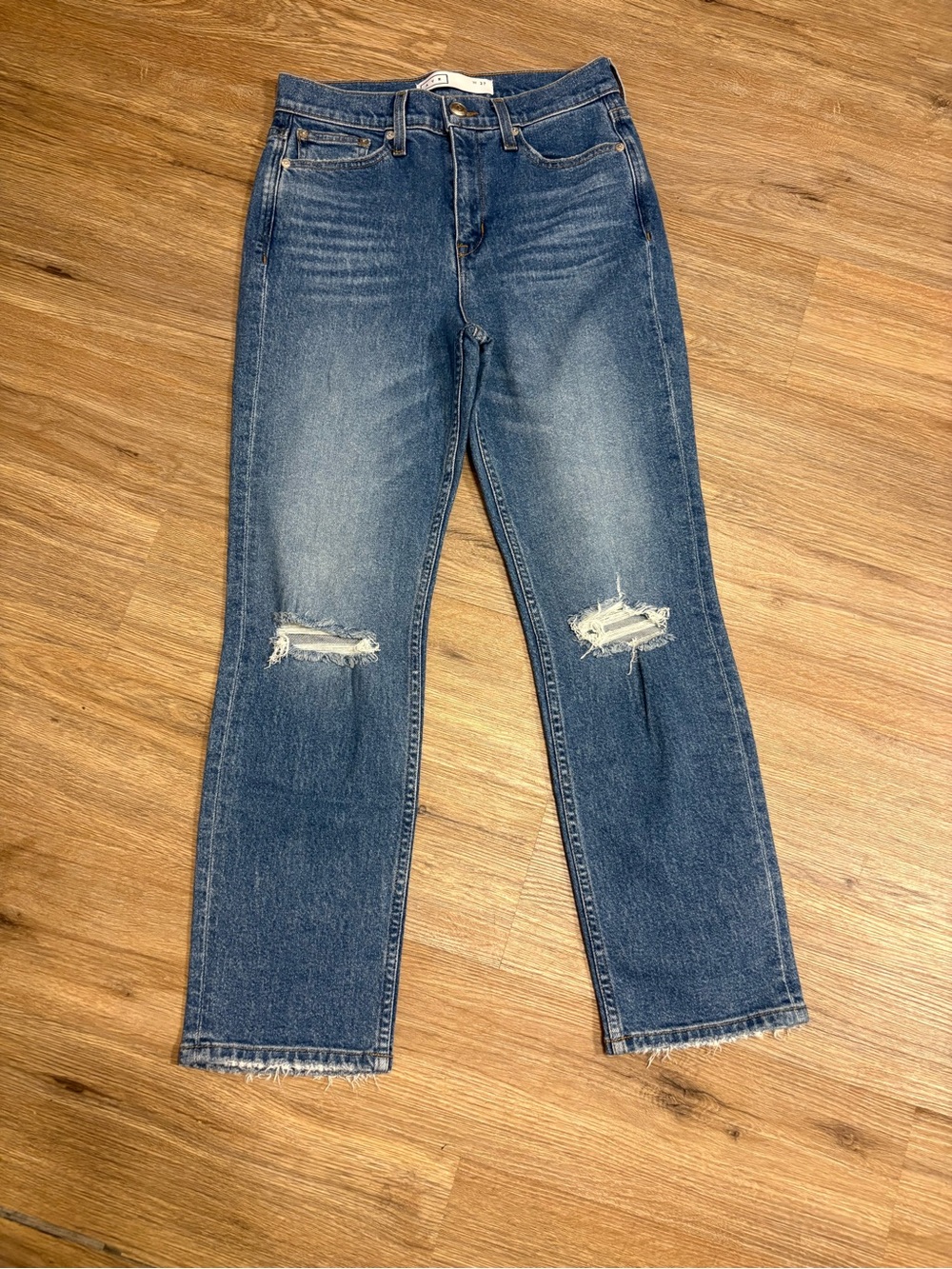 AYR Straight-Leg Distressed Blue Jeans